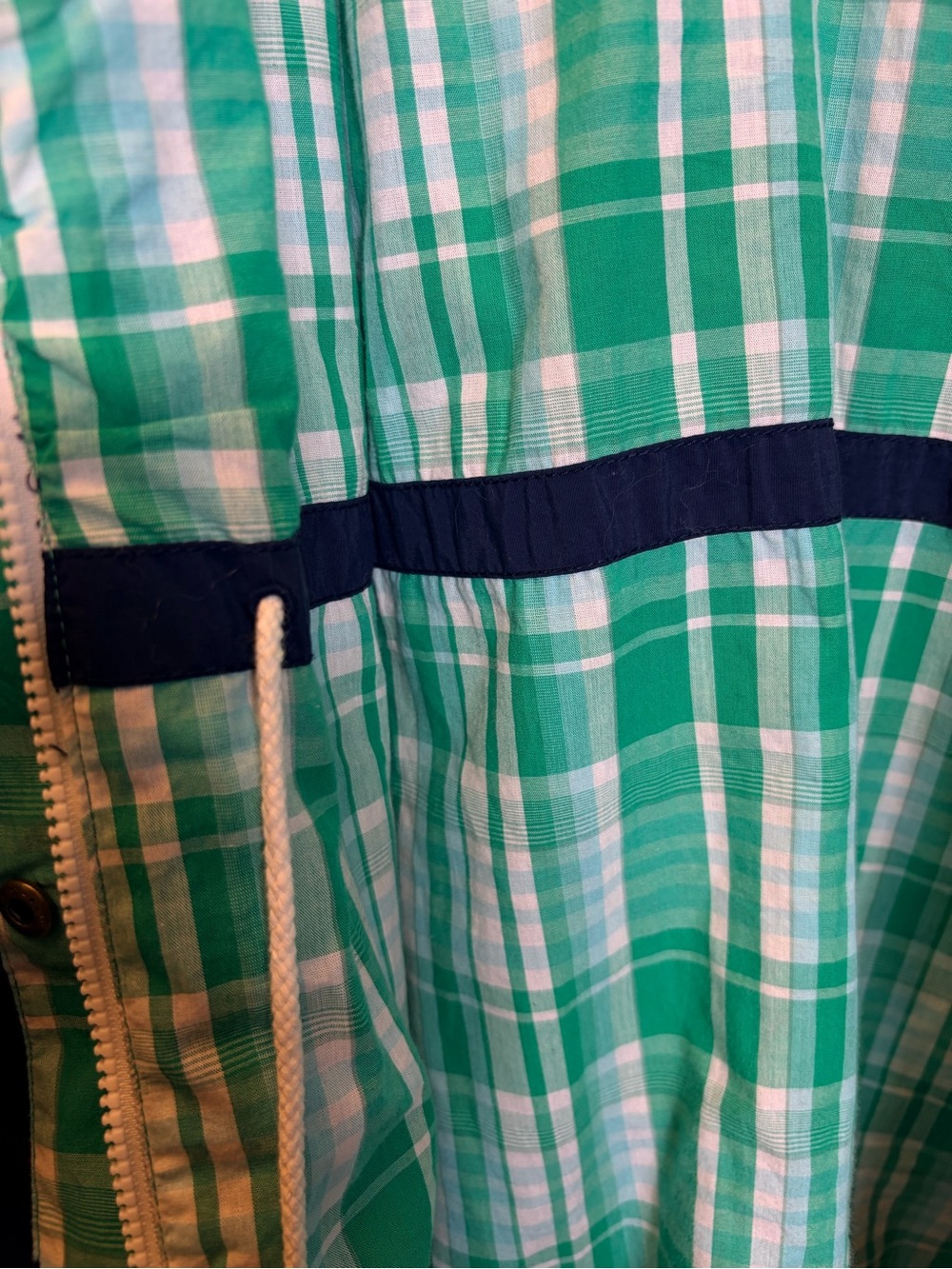 Navy Rain Coat Plaid Heritage Checks Gingham Cotton Lined Hood Pockets Columbia - Picture 8 of 14